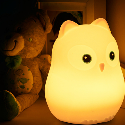 Zacht siliconen uil nachtlamp met afstandsbediening