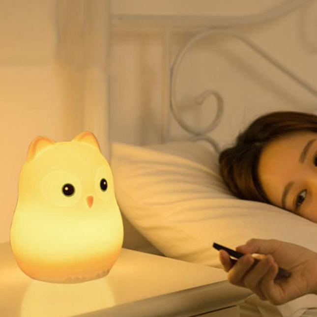 Zacht siliconen uil nachtlamp met afstandsbediening