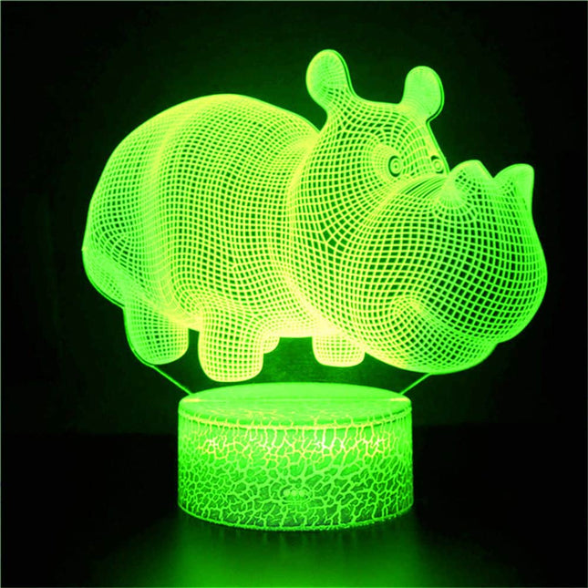 3D nijlpaard illusie lamp afstandsbediening