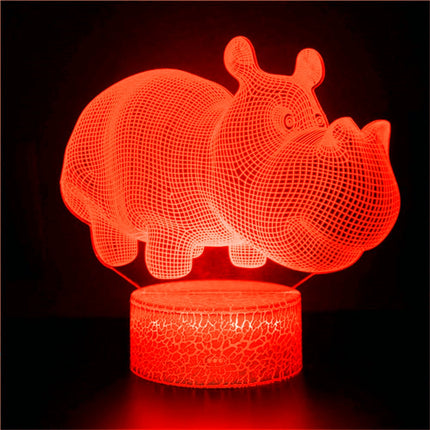 3D nijlpaard illusie lamp afstandsbediening