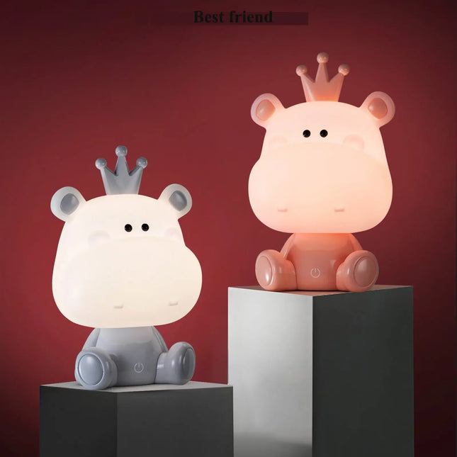 Schattig nijlpaard nachtlampje met touch
