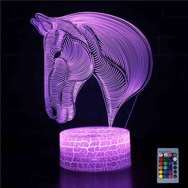 LED nachtlampje paardenhoofd met 3D effect