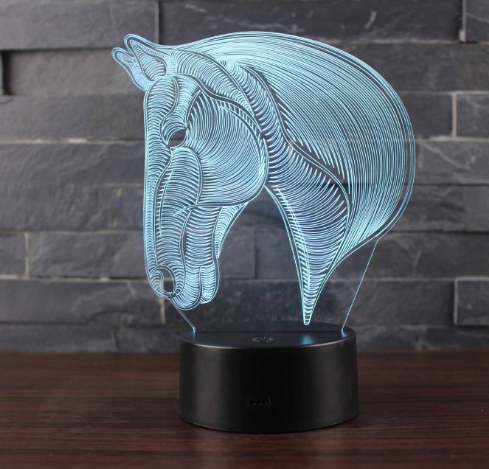 LED nachtlampje paardenhoofd met 3D effect