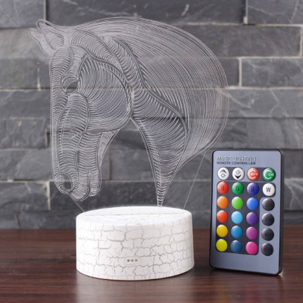 LED nachtlampje paardenhoofd met 3D effect