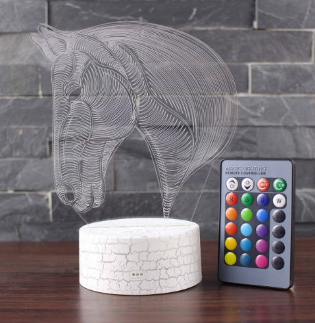 LED nachtlampje paardenhoofd met 3D effect
