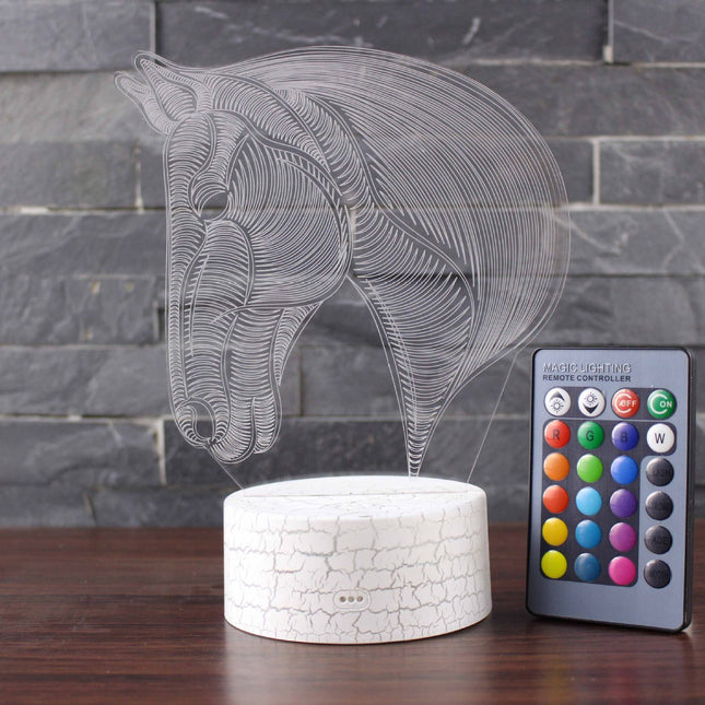 LED nachtlampje paardenhoofd met 3D effect