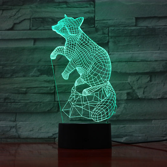 3D illusie nachtlamp vos voor kinderen