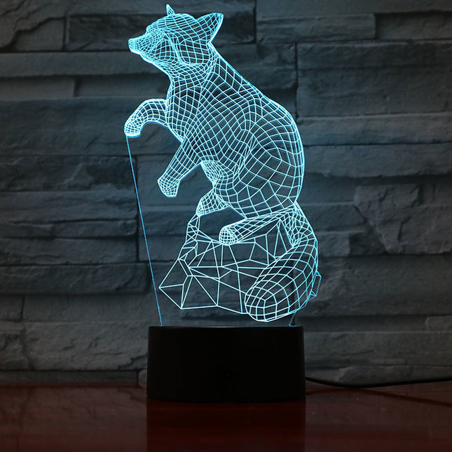 3D illusie nachtlamp vos voor kinderen