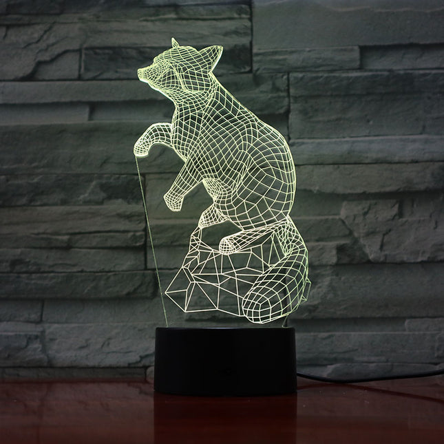 3D illusie nachtlamp vos voor kinderen