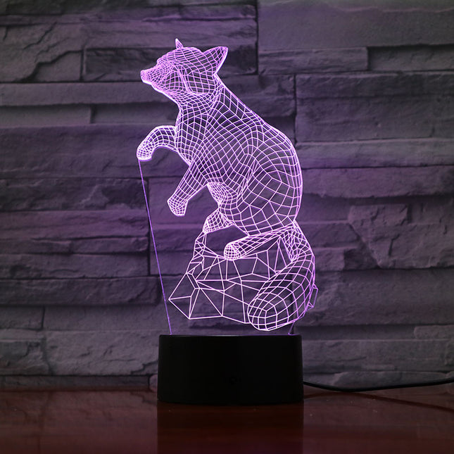 3D illusie nachtlamp vos voor kinderen
