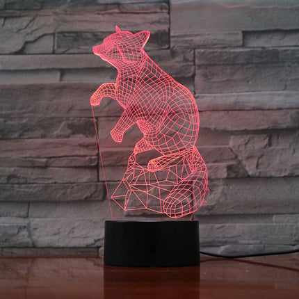 3D illusie nachtlamp vos voor kinderen