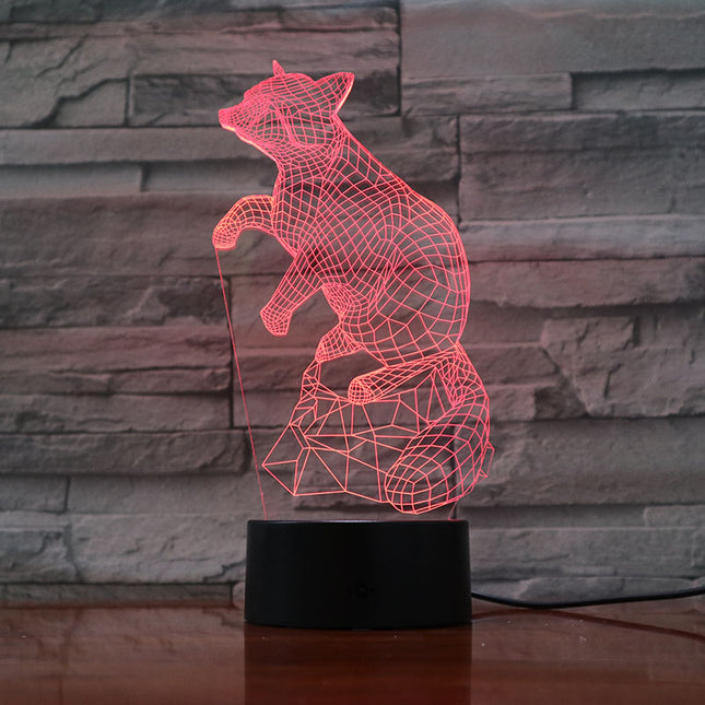 3D illusie nachtlamp vos voor kinderen