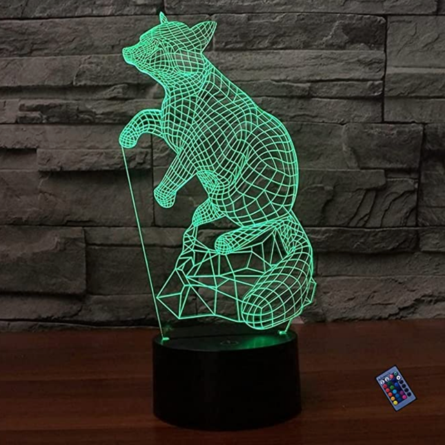 3D illusie nachtlamp vos voor kinderen