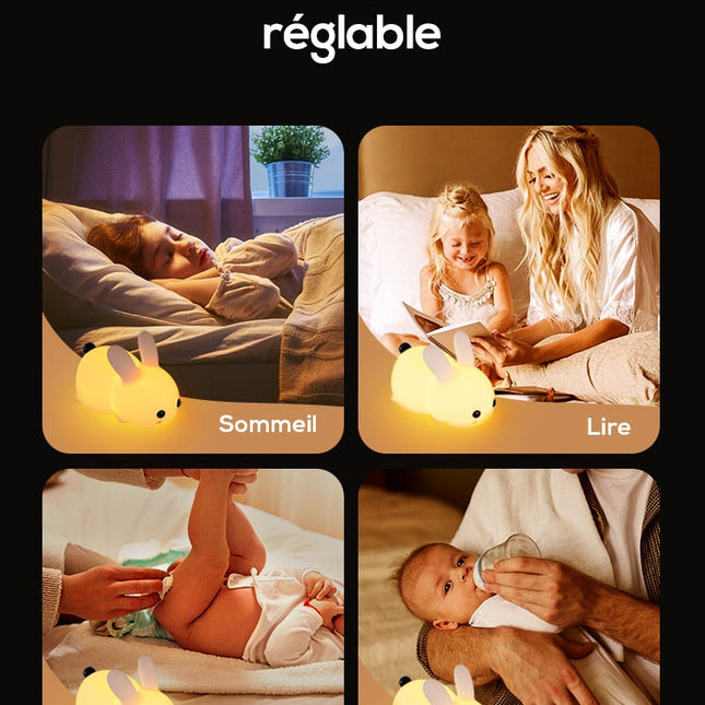 Siliconen konijn nachtlampje met touch bediening