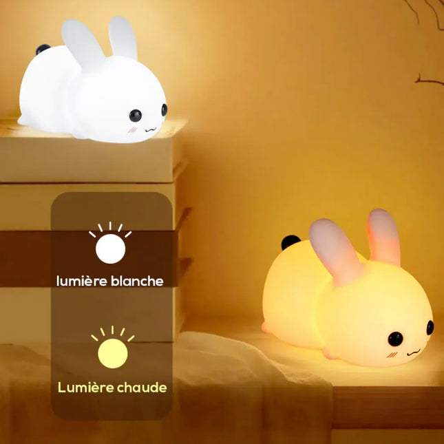 Siliconen konijn nachtlampje met touch bediening