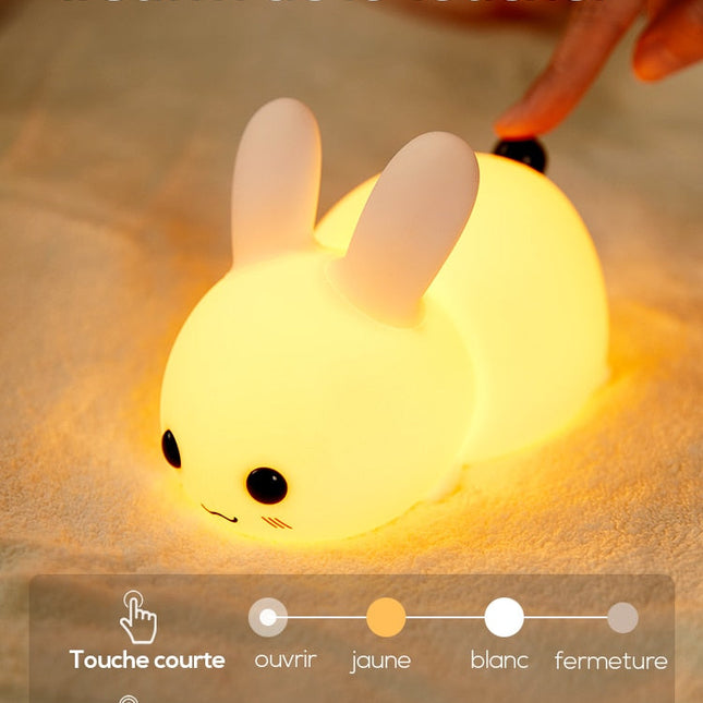 Siliconen konijn nachtlampje met touch bediening