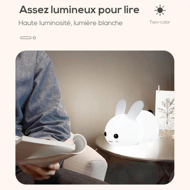 Siliconen konijn nachtlampje met touch bediening