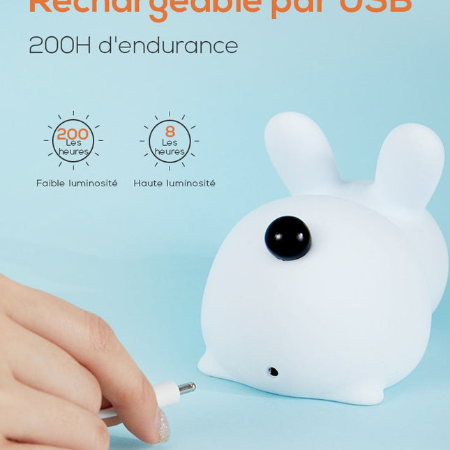 Siliconen konijn nachtlampje met touch bediening