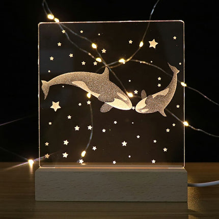 3D acryl nachtlampje met walvissen