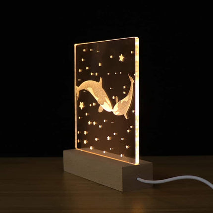 3D acryl nachtlampje met walvissen