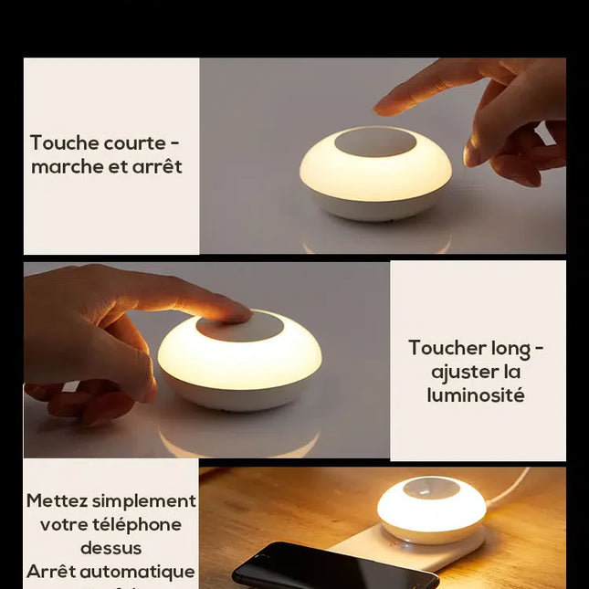 Nachtlampje met draadloze telefoonoplader