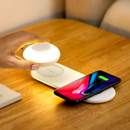 Nachtlampje met draadloze telefoonoplader