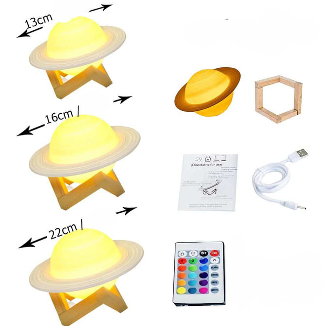 3D Saturnus Planeet Nachtlampje