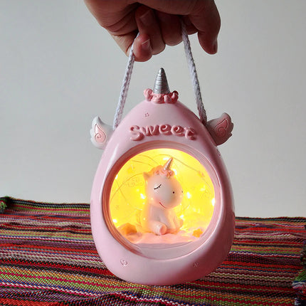 Pastelkleurig eenhoorn nachtlampje met handvat