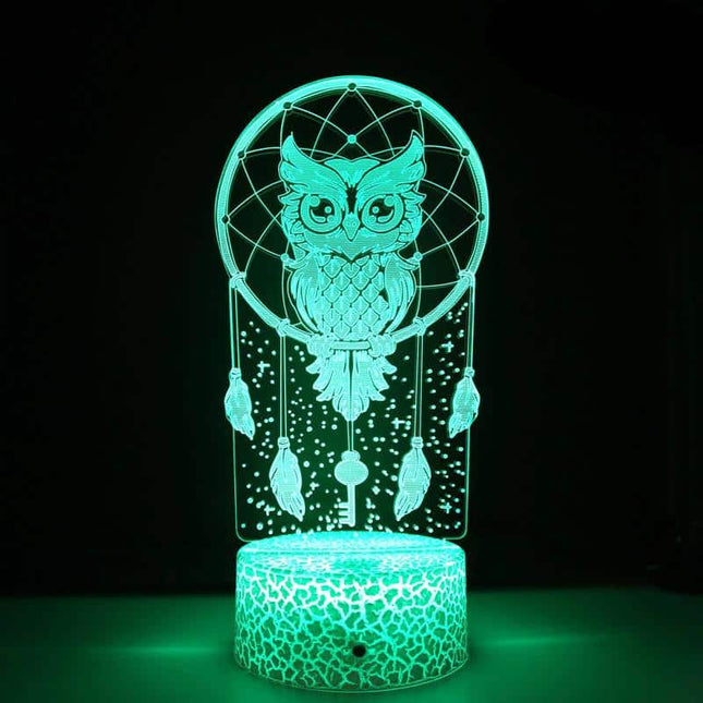 3D nachtlamp uil in dromenvanger