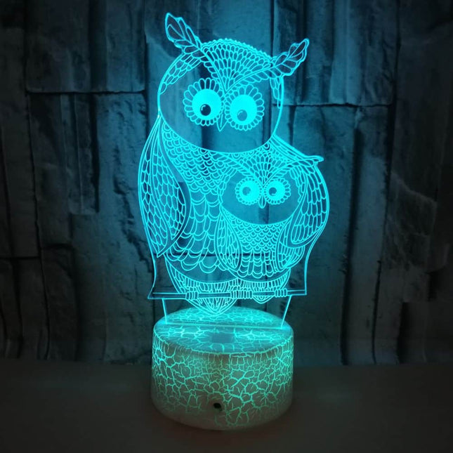 3D decoratief nachtlampje met twee uilen