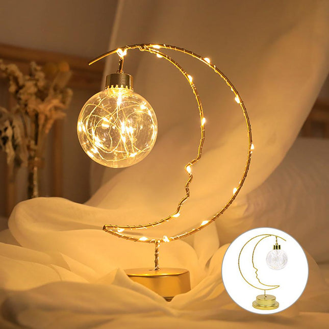 Goudkleurige maan LED lamp als decoratie