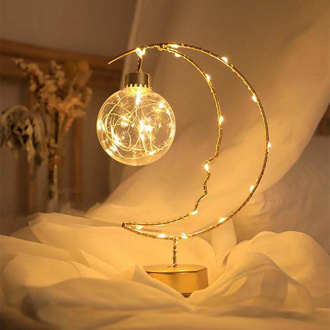 Goudkleurige maan LED lamp als decoratie
