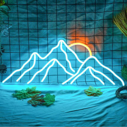 Blauw neon LED berg muurdecoratie