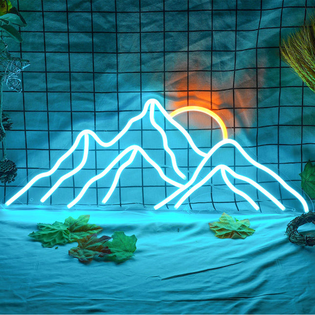 Blauw neon LED berg muurdecoratie