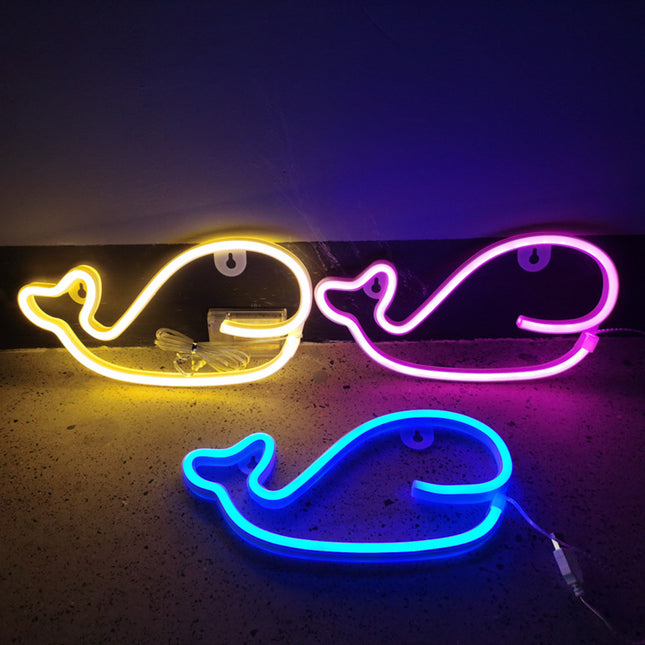 Walvis neon verlichting voor kinderkamer
