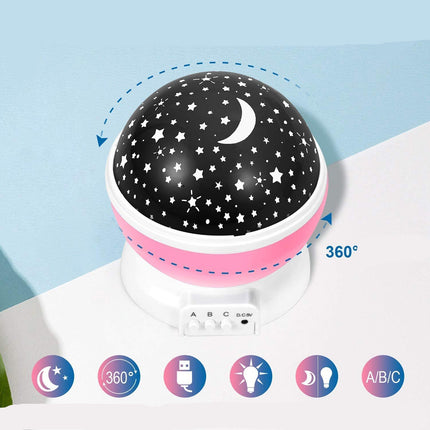Roterende sterrenhemel projector als nachtlampje