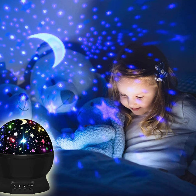 Roterende sterrenhemel projector als nachtlampje