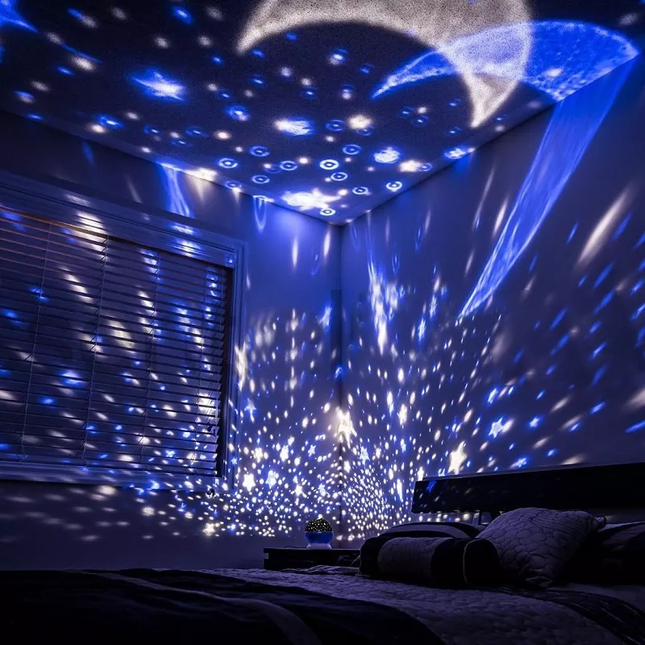 Roterende sterrenhemel projector als nachtlampje