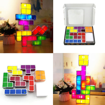 Kleurrijke Tetris blokken lamp voor bureau