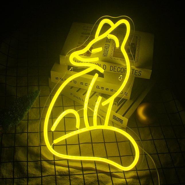 Neon LED wandlamp zittende vos