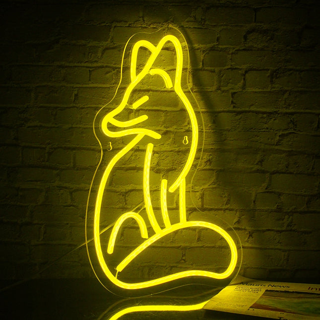 Neon LED wandlamp zittende vos