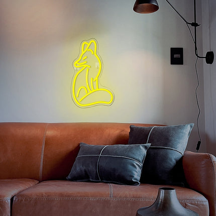 Neon LED wandlamp zittende vos