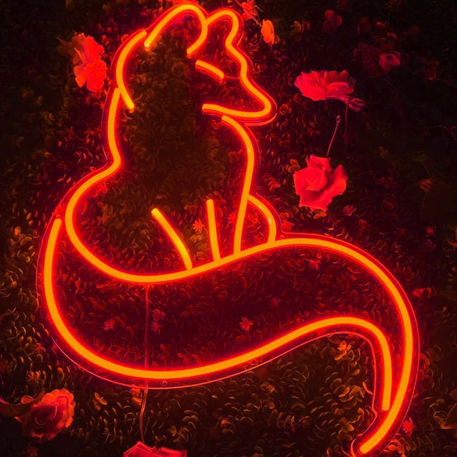Neon LED wandlamp slapende vos