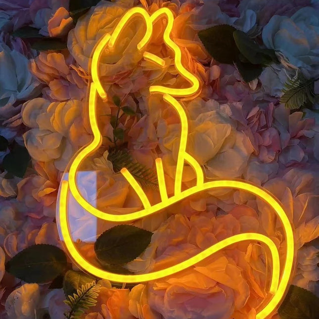 Neon LED wandlamp slapende vos