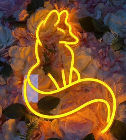Neon LED wandlamp slapende vos