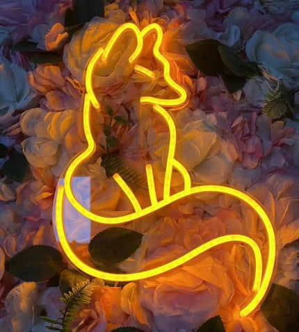 Neon LED wandlamp slapende vos