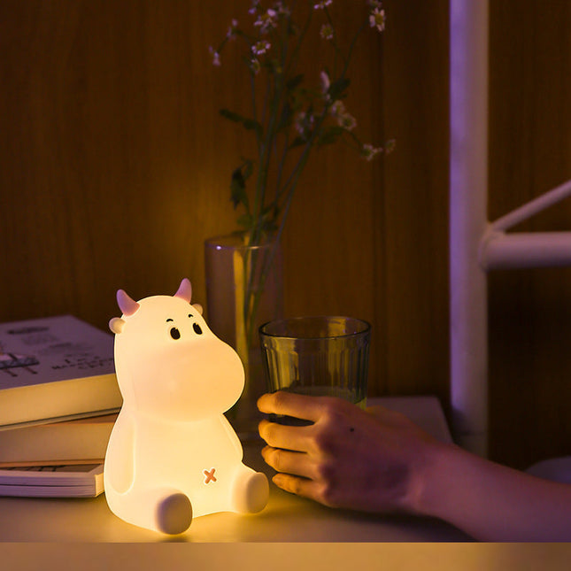 Zacht siliconen koe nachtlampje dimbaar